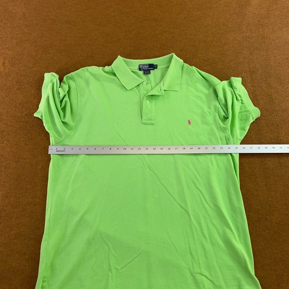 Polo By Ralph Lauren Mens X-Large Tall Green Cotton Logo Hi Low Hem Polo Shirt